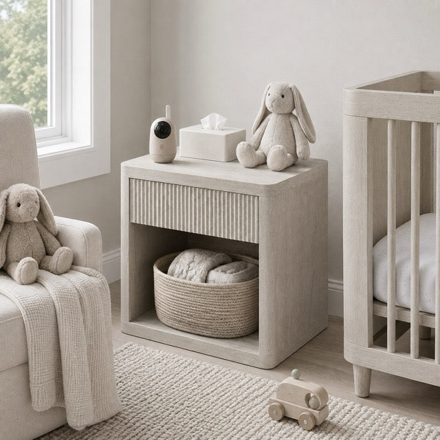 Bedside Cabinet with Drawers & Open Shelves | Modern Nightstand with Rounded Corners