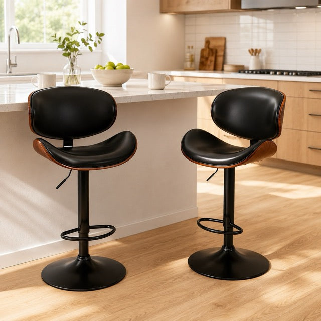 Adjustable Swivel PU Leather Bar Stools – Set of 2, 4, or 6 | Black & Brown