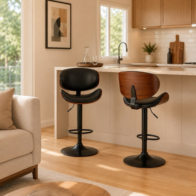 Adjustable Swivel PU Leather Bar Stools – Set of 2, 4, or 6 | Black & Brown