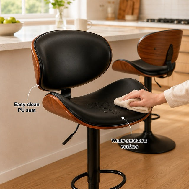 Adjustable Swivel PU Leather Bar Stools – Set of 2, 4, or 6 | Black & Brown