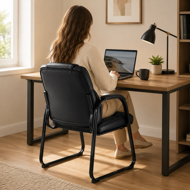 Black PU Leather Guest Chair 
