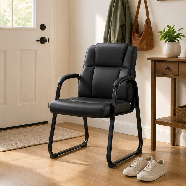 Black PU Leather Guest Chair 
