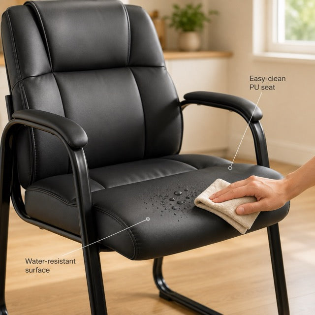 Black PU Leather Guest Chair 