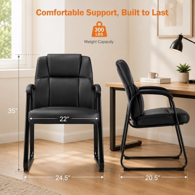 Black PU Leather Guest Chair 
