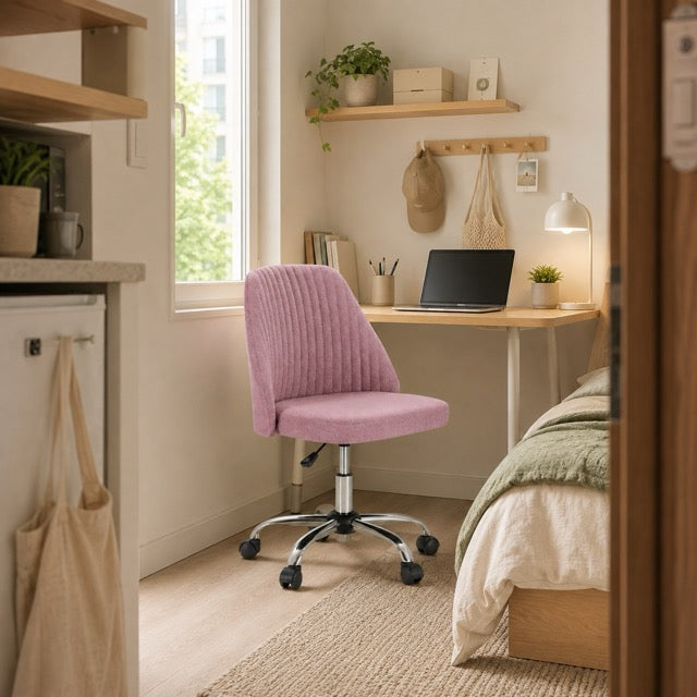Armless Fabric Rolling Office Chair 