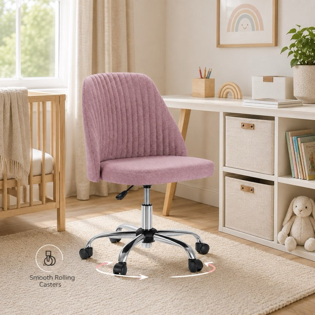 Armless Fabric Rolling Office Chair 