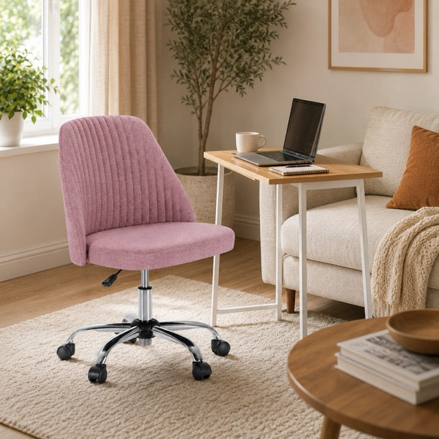 Armless Fabric Rolling Office Chair 