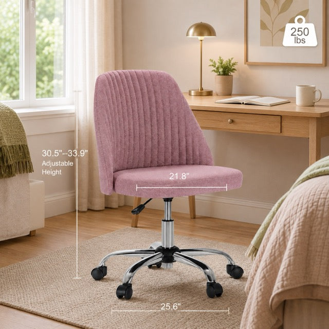 Armless Fabric Rolling Office Chair 