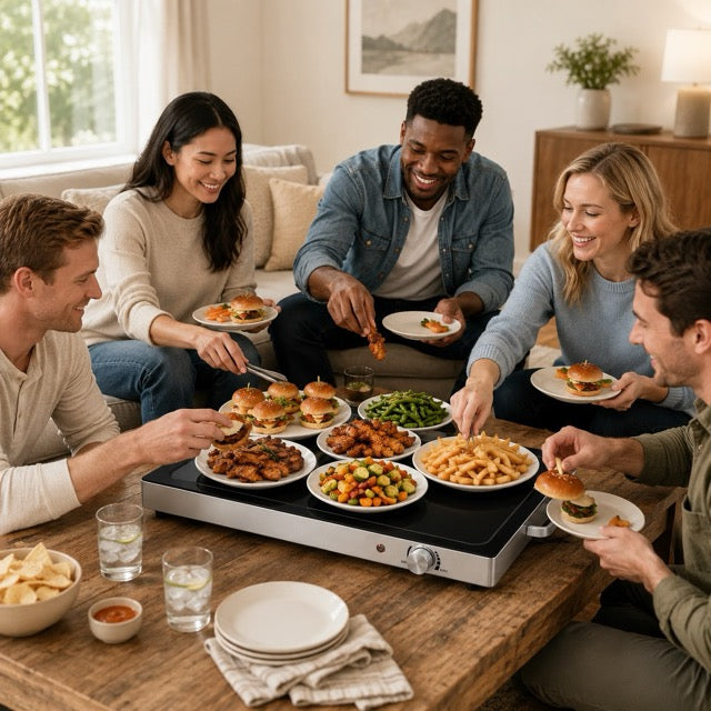 EverServe Electric Food Warming Tray – 24.8" Tempered Glass Surface, Adjustable Temperature for Parties & Buffets
