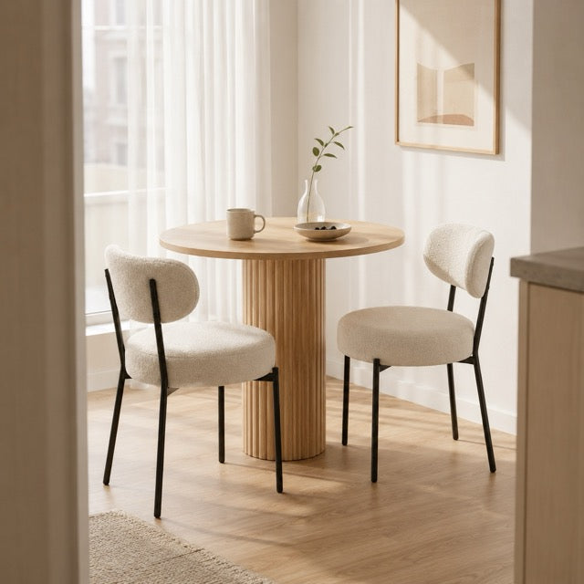 Cushioned Dining Chairs Set of 2 – Upholstered Seats with Steel Frame