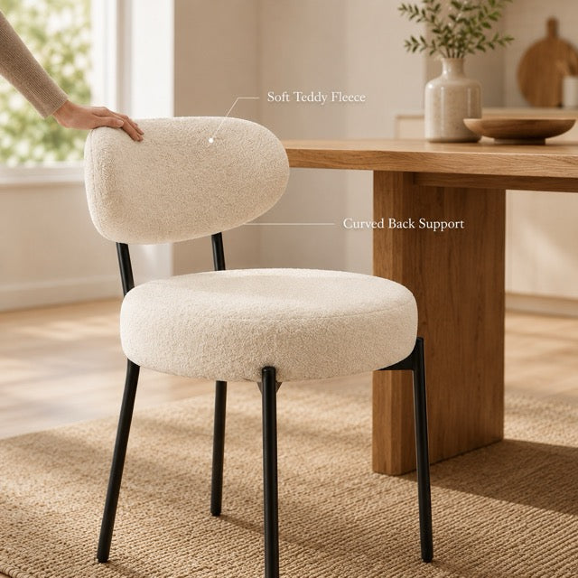 Cushioned Dining Chairs Set of 2 – Upholstered Seats with Steel Frame