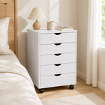 Rolling Storage Chest with Wheels – 5 or 7 Drawer Dresser, Black & White