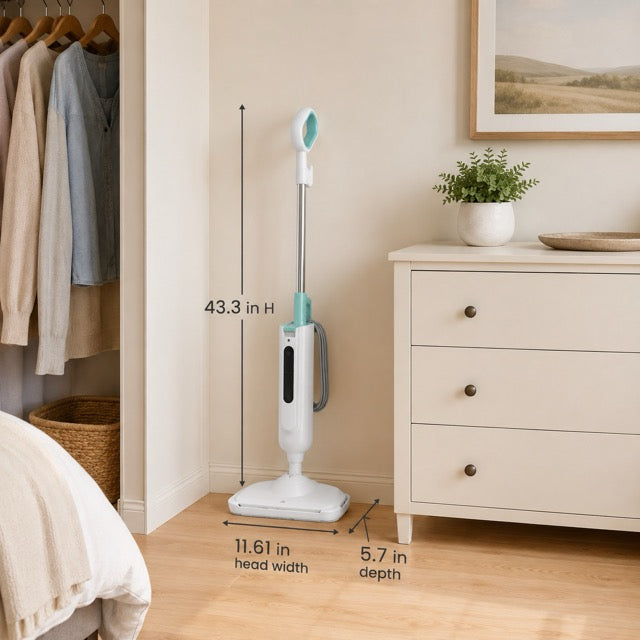Hard Floor Steam Mop with Dual Rotating Heads – 3 Steam Modes, LED Headlights & Washable Pads