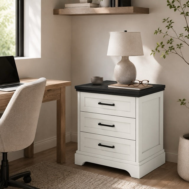 Farmhouse Nightstand with Charging Station & Drawers – Bedside Storage Cabinet | WareBay