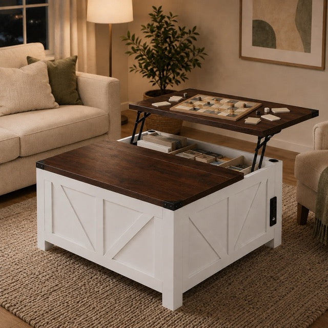 Lift Top Coffee Table with USB Charging & Hidden Storage