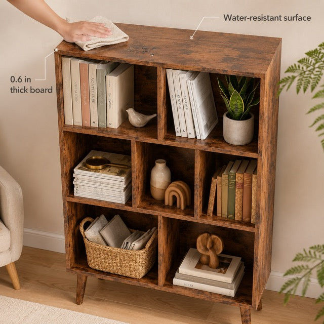 3-Tier Wooden Bookshelf with Metal Legs – Open Storage Cabinet