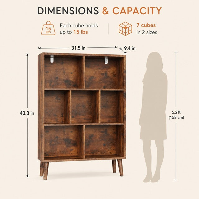3-Tier Wooden Bookshelf with Metal Legs – Open Storage Cabinet