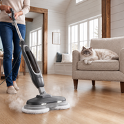 Hard Floor Steam Mop with Dual Rotating Heads – 3 Steam Modes, LED Headlights & Washable Pads