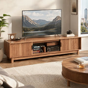 58"/70" Mid-Century Modern TV Stand | Storage Cabinets, Cable Management & Wood Media Console