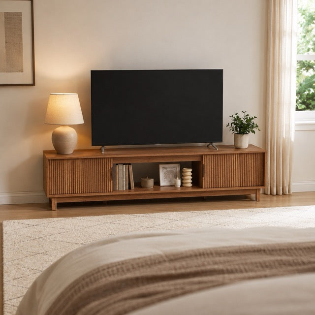 58"/70" Mid-Century Modern TV Stand | Storage Cabinets, Cable Management & Wood Media Console