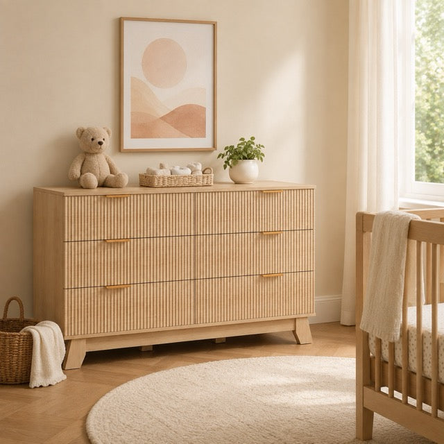 Fluted Wood Dresser – Modern Storage Cabinet for Bedroom, Living Room & Hallway | 6, 8 or 9 Drawers