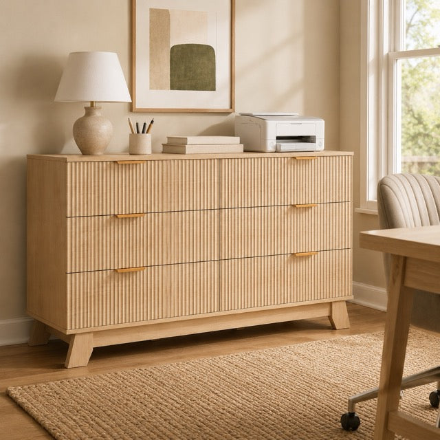 Fluted Wood Dresser – Modern Storage Cabinet for Bedroom, Living Room & Hallway | 6, 8 or 9 Drawers