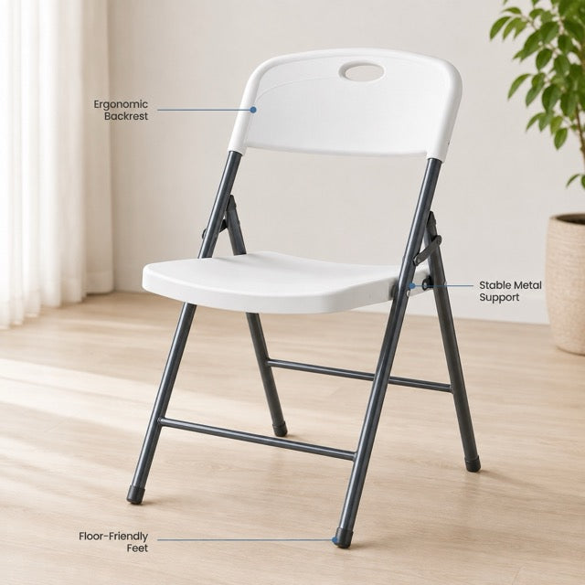 Stackable Plastic Folding Chair – Portable & Durable for Dining, Indoor & Outdoor Use