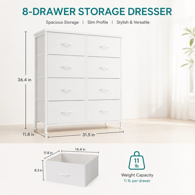 8-Drawer Fabric Storage Tower Dresser