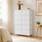10 Drawer Tall Fabric Dresser for Bedroom & Closet