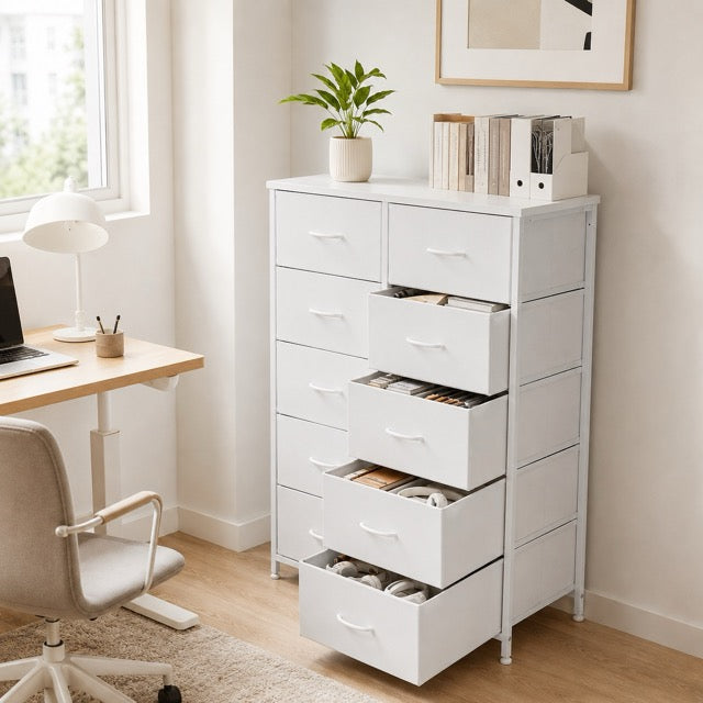 10 Drawer Tall Fabric Dresser for Bedroom & Closet
