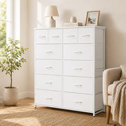 12-Drawer Fabric Dresser with Wooden Top 