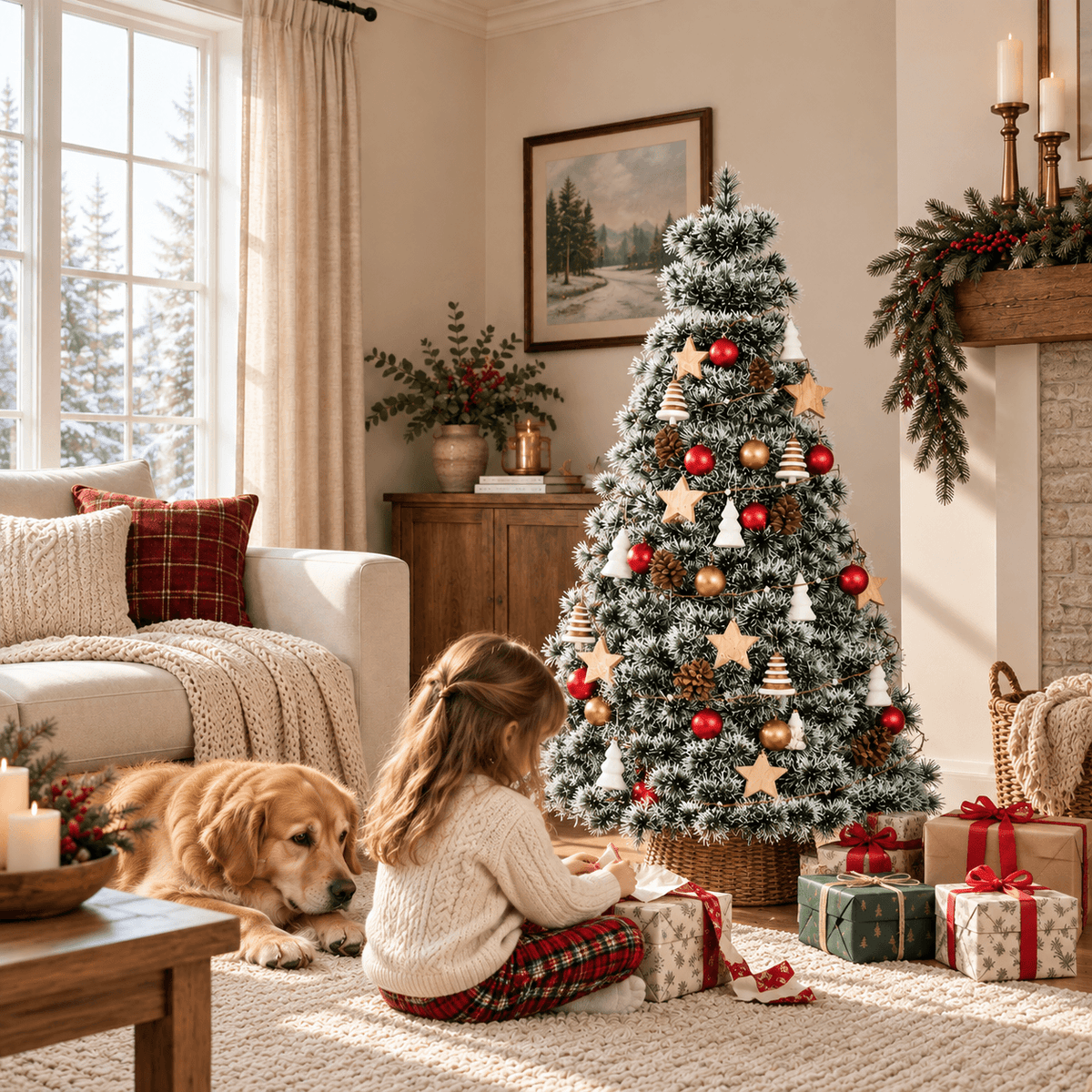 Pre-Lit Artificial Christmas Tree with Warm White Lights – 4.5 ft to 9 ft