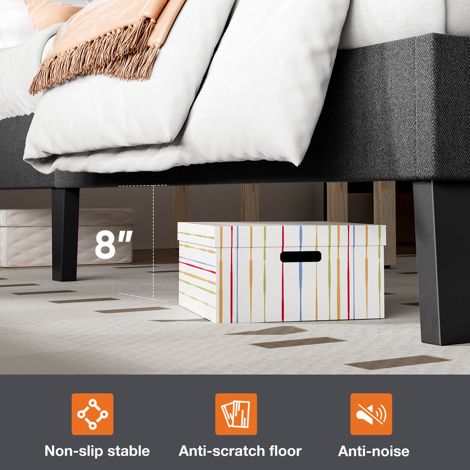 Upholstered Linen Bed Frame with Headboard