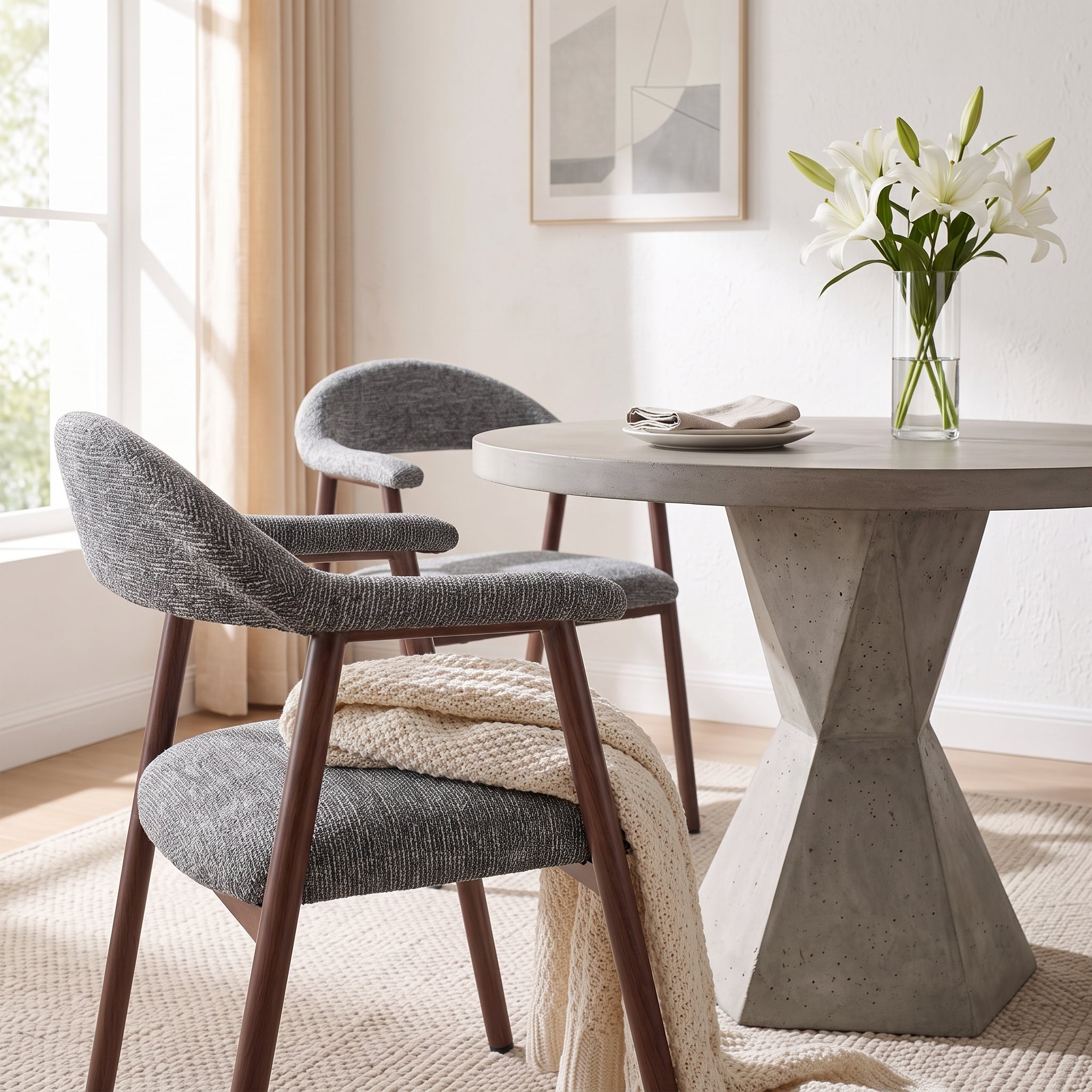 Upholstered Armchair Dining Chairs Set of 2