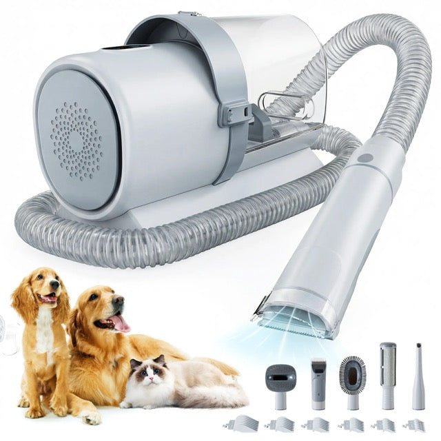 5-in-1 Dog & Cat Grooming Vacuum Kit with Clippers, 10 kPa Suction & 2.5 L Dust Cup