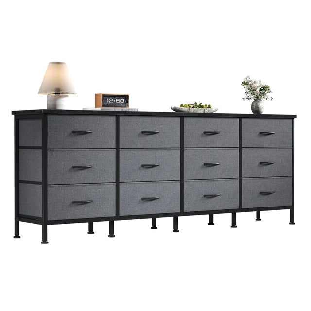 12-Drawer TV Stand & Storage Cabinet with Metal Frame and Adjustable Feet