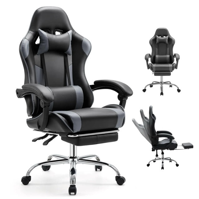 Gaming Chair with Footrest and Lumbar Support