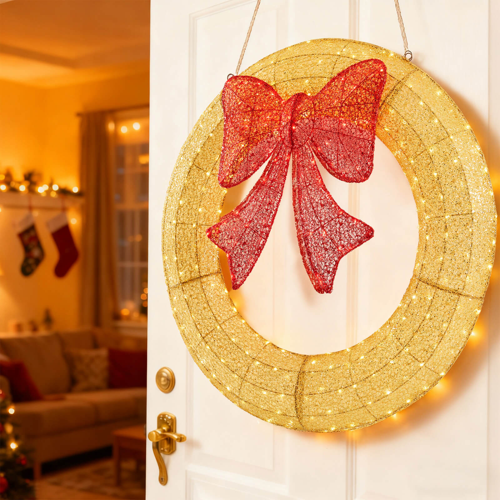 LED Illuminated Christmas Wreath with Remote