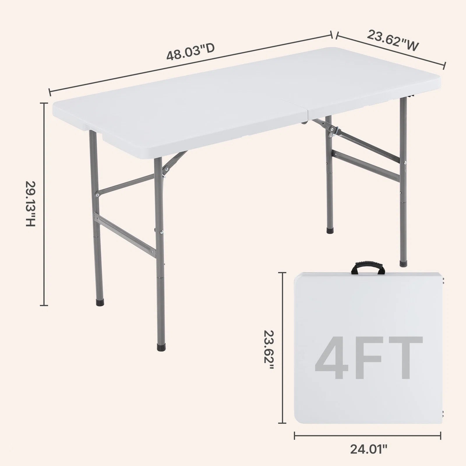 Portable Folding Table with Carrying Handle