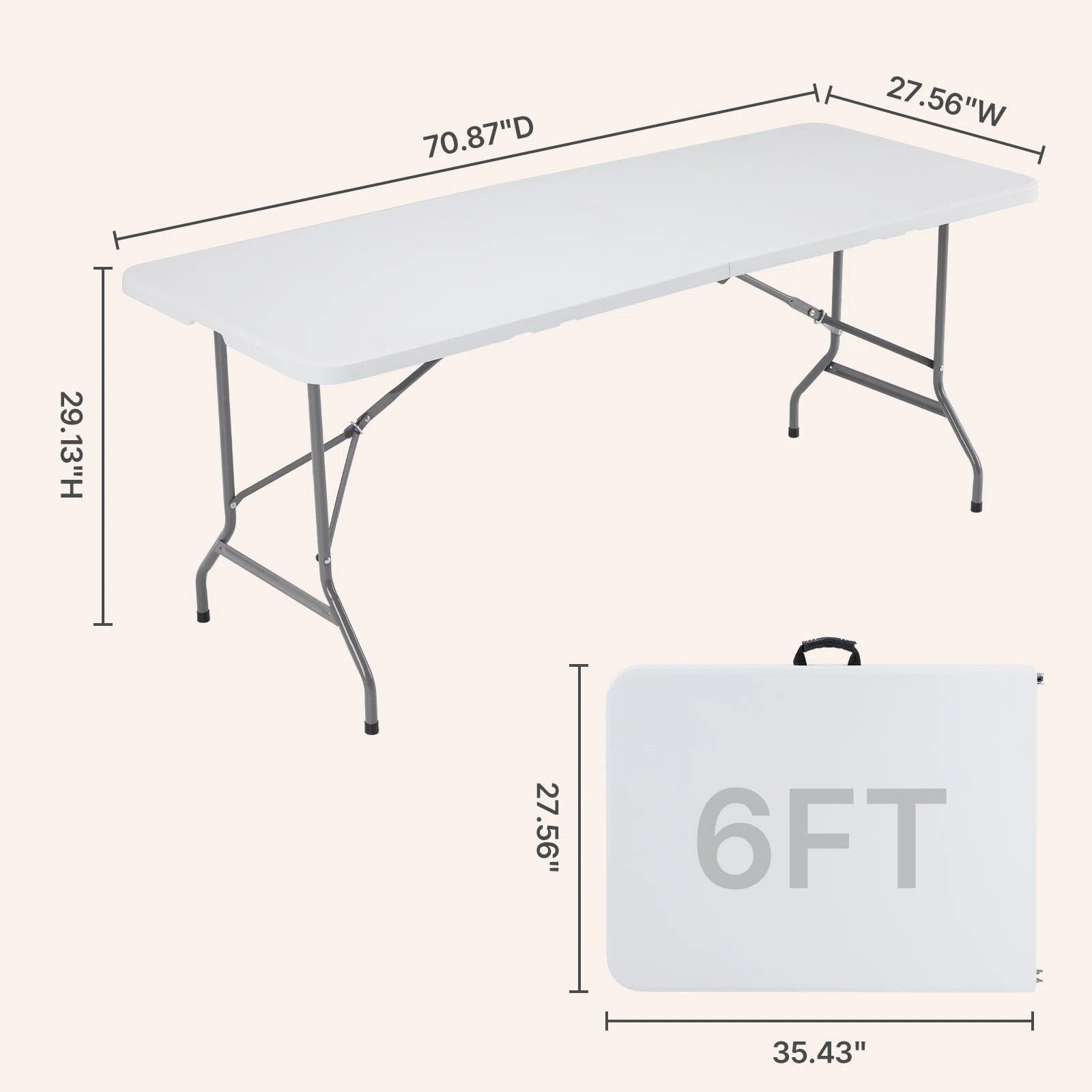 Portable Folding Table with Carrying Handle