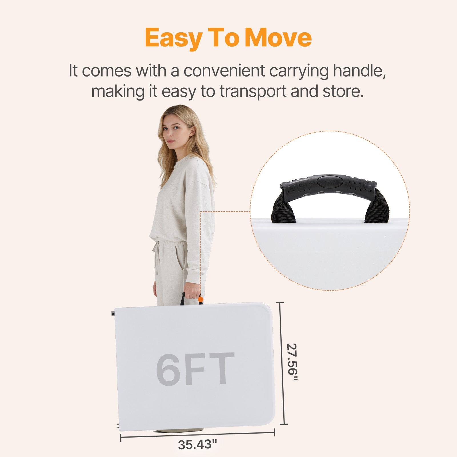 Portable Folding Table with Carrying Handle