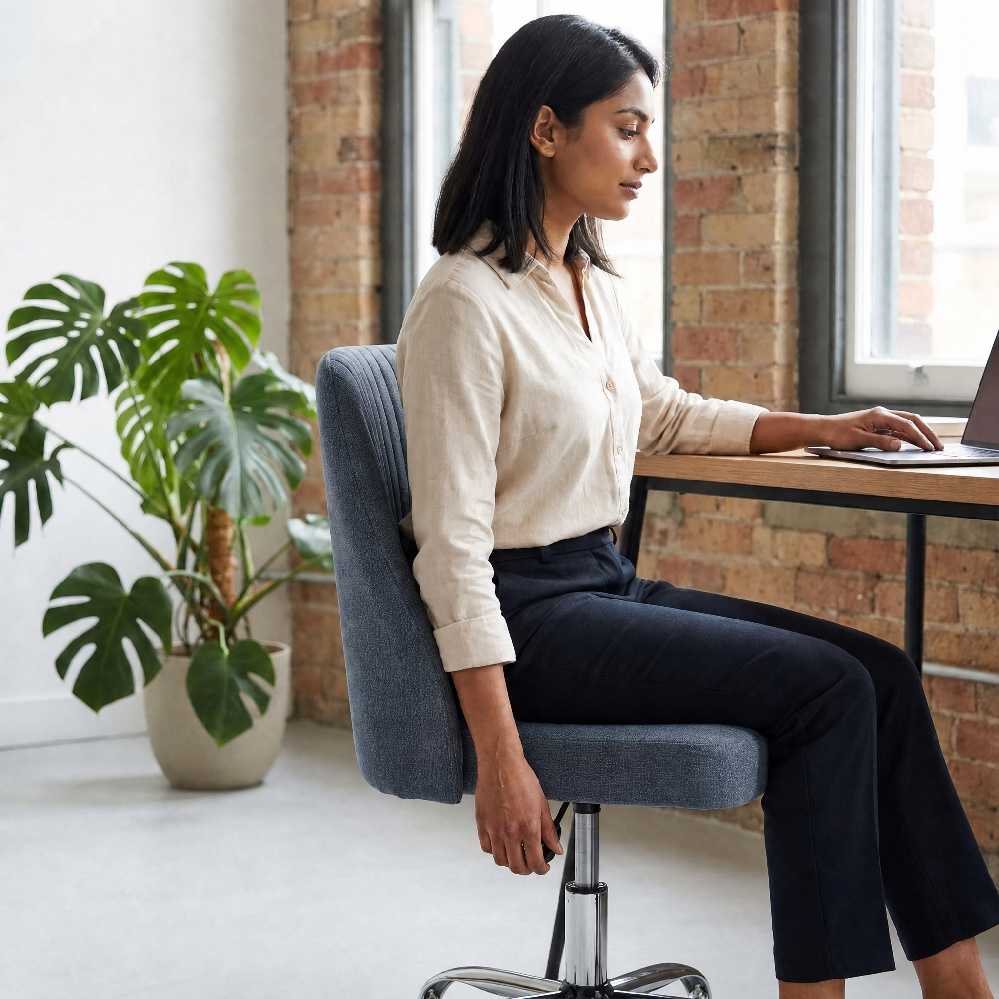 Armless Fabric Rolling Office Chair