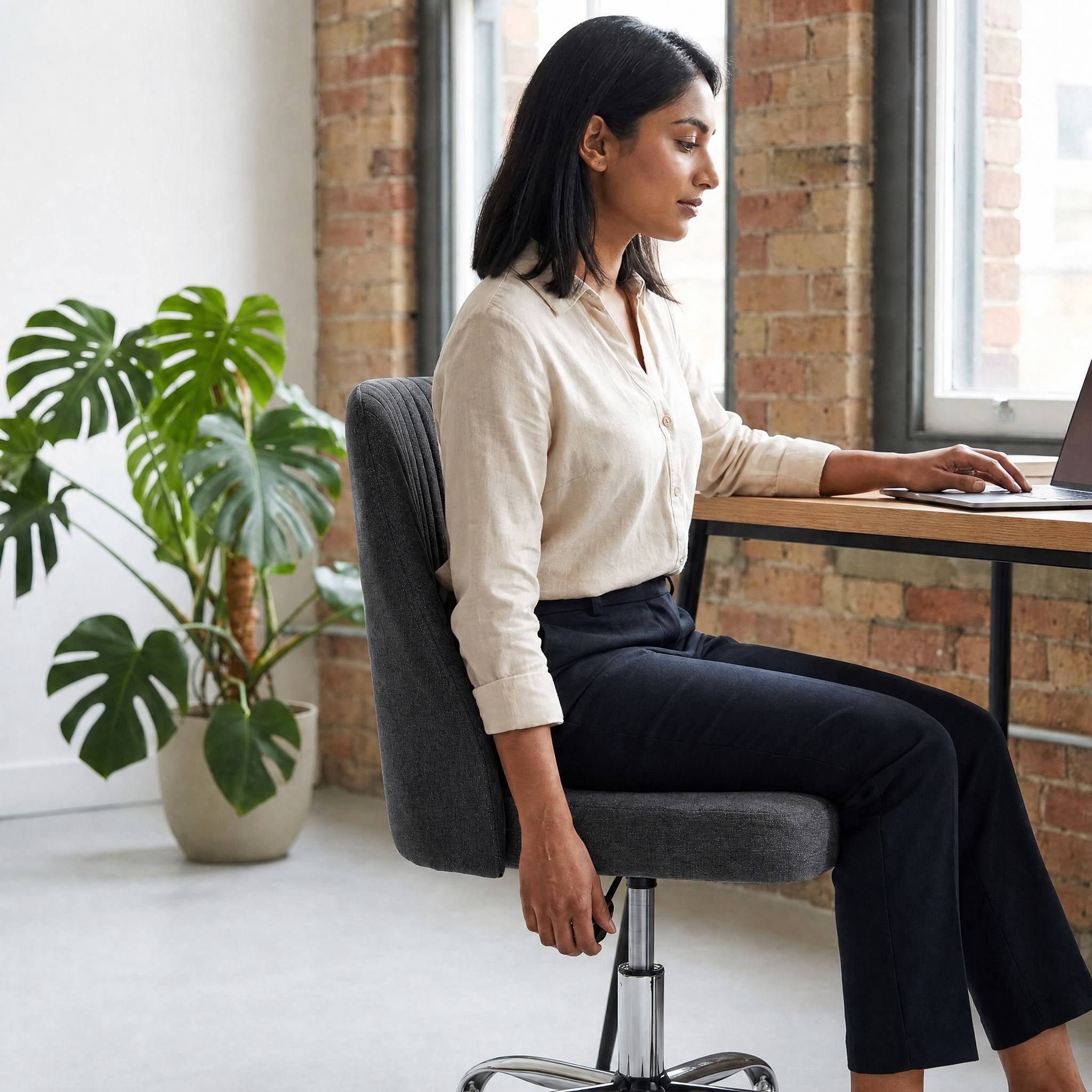 Armless Fabric Rolling Office Chair