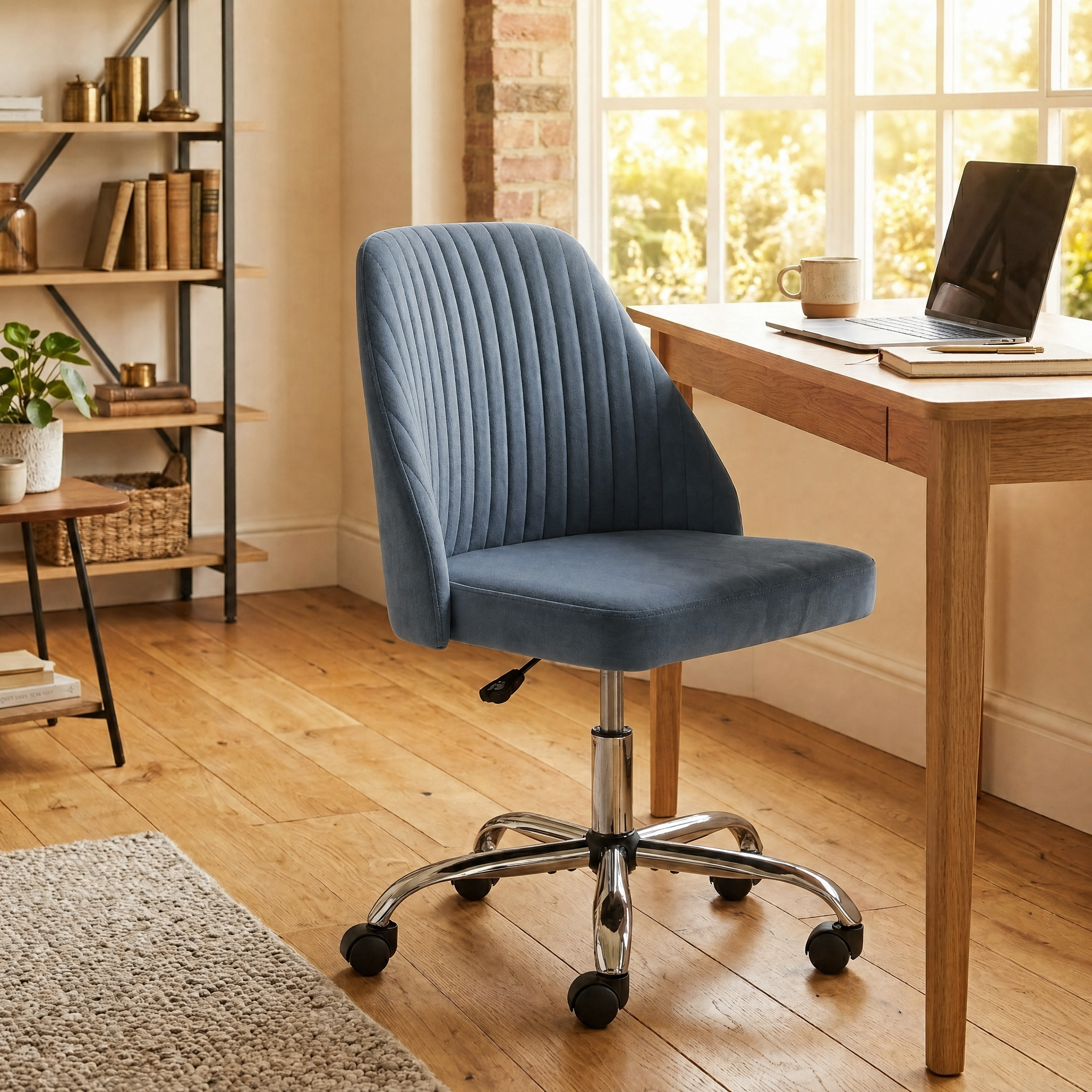 Armless Fabric Rolling Office Chair