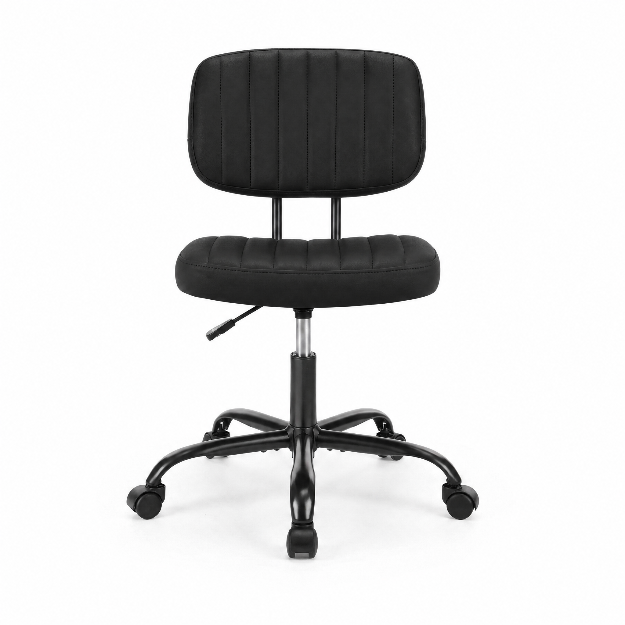 Armless Swivel PU Leather Office Chair