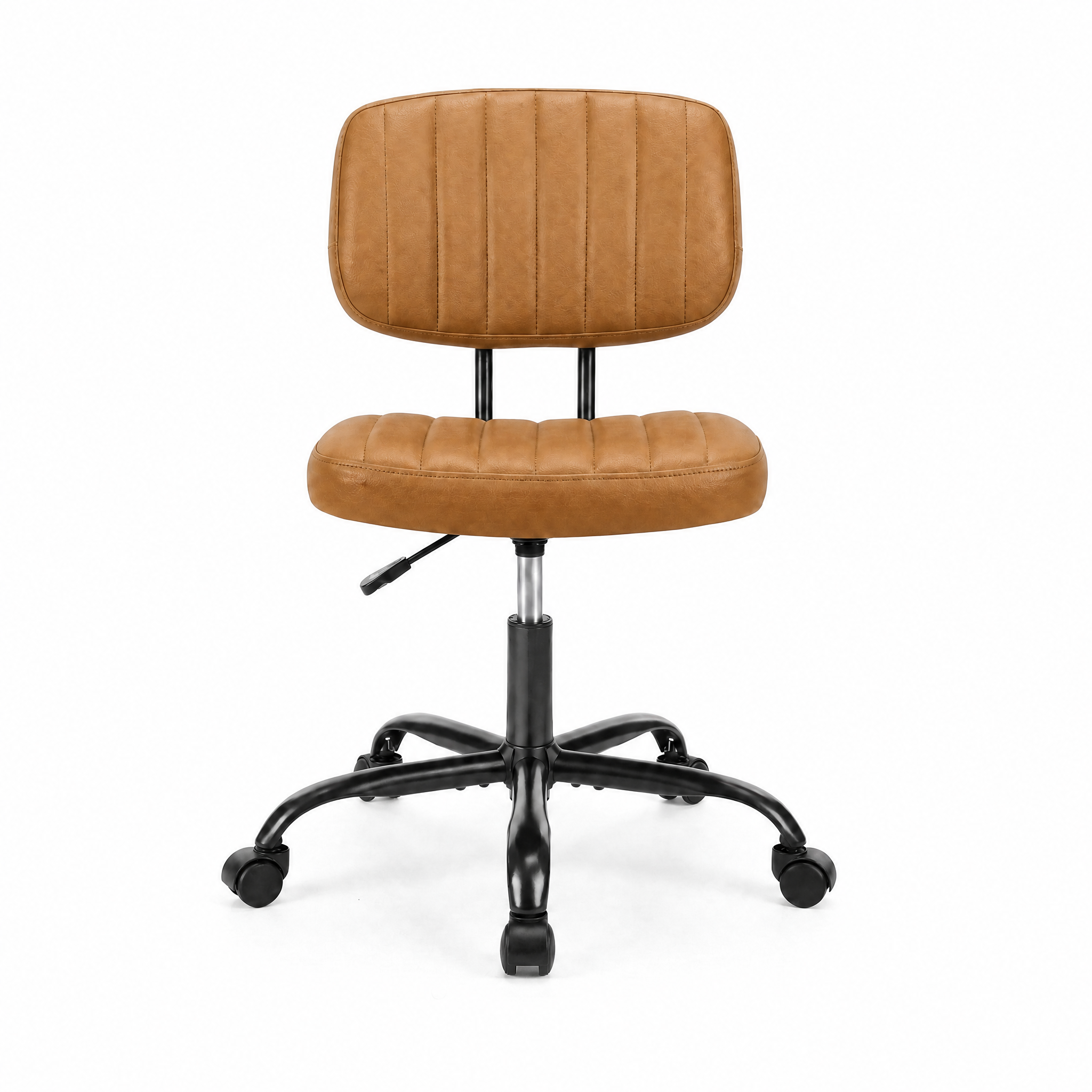 Armless Swivel PU Leather Office Chair