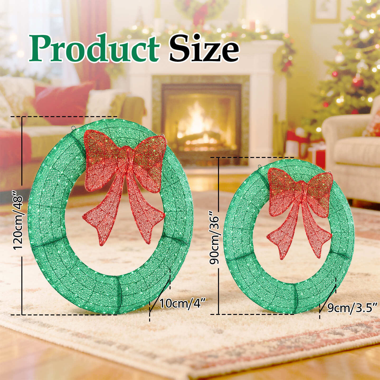 LED Illuminated Christmas Wreath with Remote