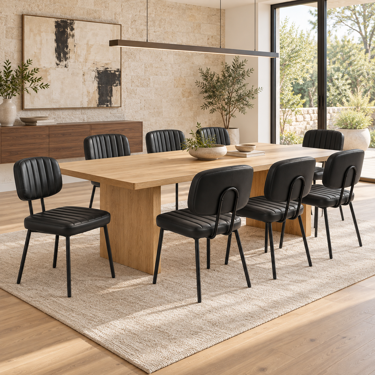 Modern Faux Leather Dining Chairs with Metal Legs
