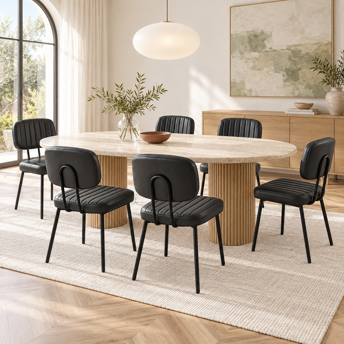 Modern Faux Leather Dining Chairs with Metal Legs