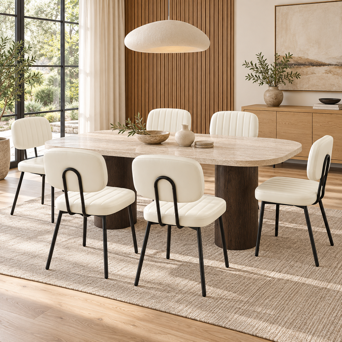 Modern Faux Leather Dining Chairs with Metal Legs